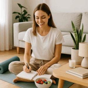 Femme souriante recevant son plan personnalisé lors du coaching transformation douce